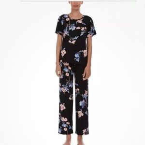 Flora By Flora Nikrooz Short Sleeve Black Floral Pajama Set